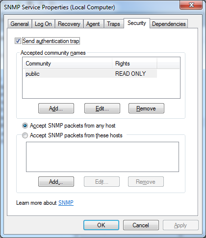 Настройка snmp windows 2019